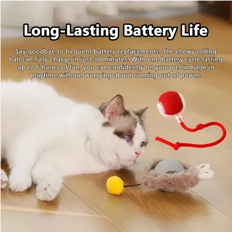 Cat Interactive Ball Toys Automatic Rolling Ball Faux Tail
