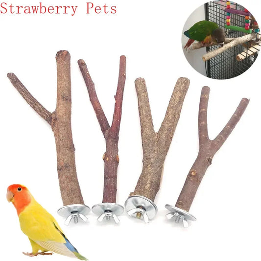 Natural Wood Pet Parrot Raw Wood Fork Tree Branch Stand Rack Squirrel