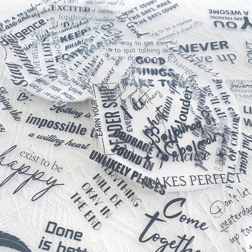 50pcs Motivational Phrases PET Stickers Decals For Laptop Notebook