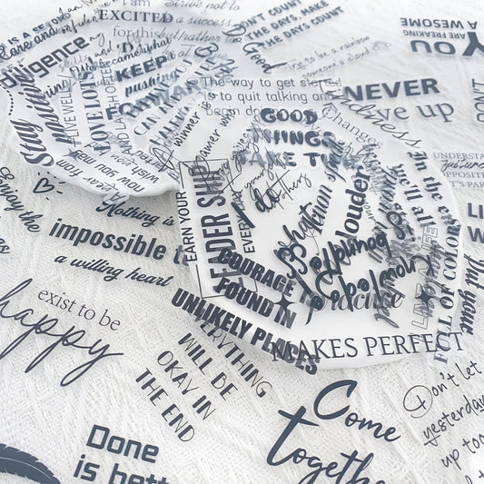 50pcs Motivational Phrases PET Stickers Decals For Laptop Notebook