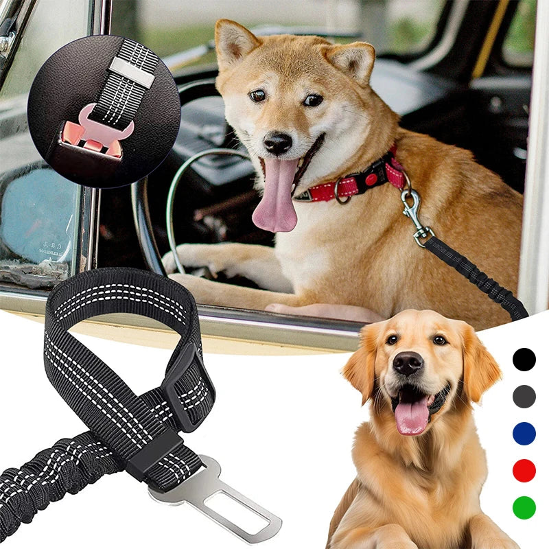 Pet Dog Seat Belt Adjustable Harnesses Lead Restraint Nylon Elastic