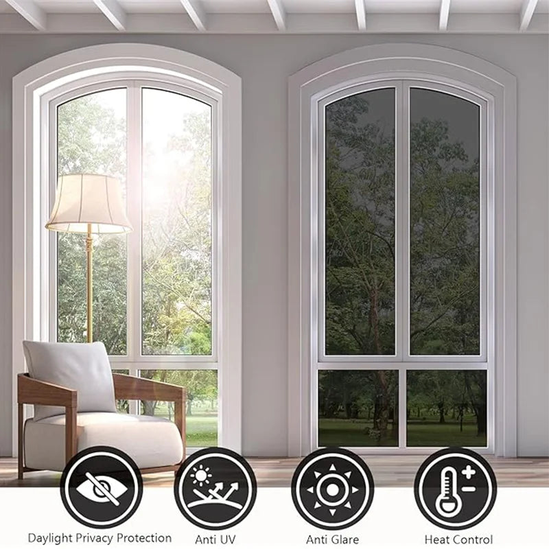 Window Privacy Film One Way Daytime Privacy Self-adhesive Vinyl Sun