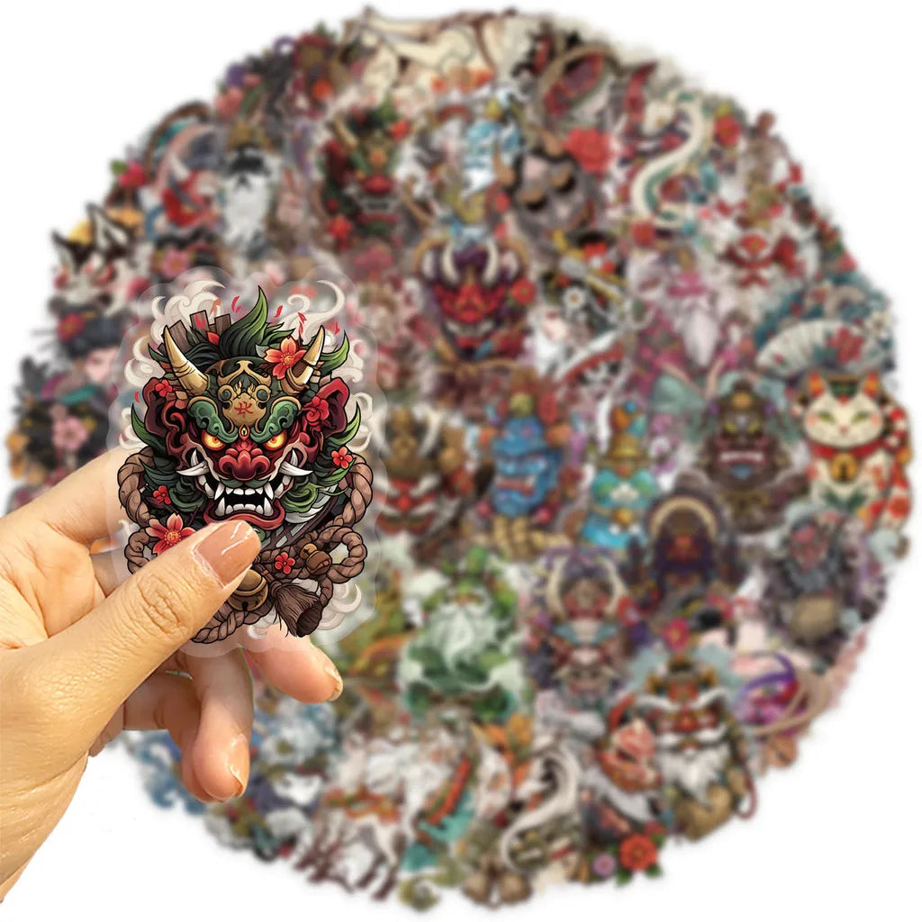 50pcs Transparent Japanese Tattoo Art Stickers - Waterproof PET Decals