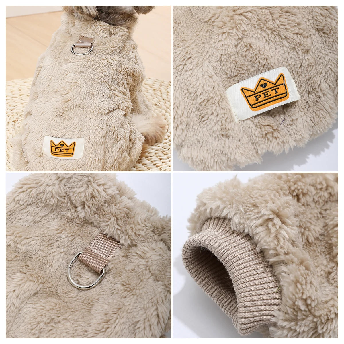 Soft Dog Clothes For Winter Warm Puppy Jumpsuit With D-ring Flannel