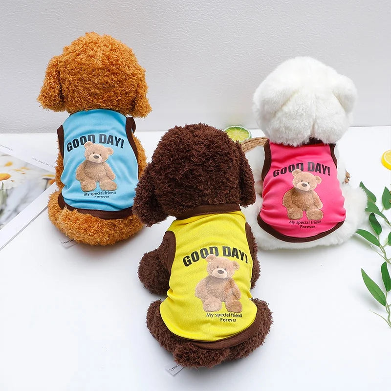 Cartoon Bear Dog Clothes Cute Cotton Dog Costume Pet T-shirt Cats Vest