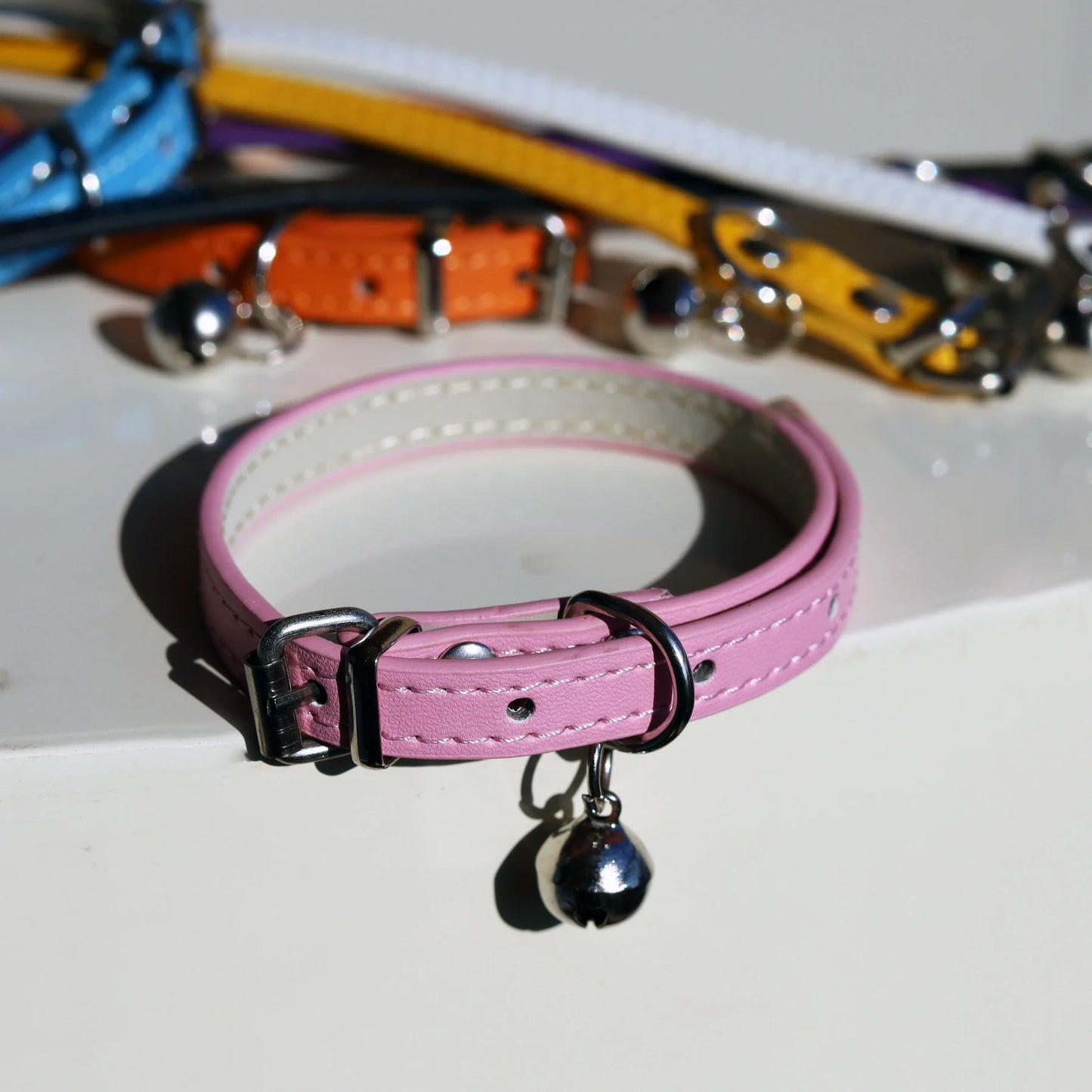 Adjustable PU Leather Cat Collar - Durable, Stylish Pet Collar with