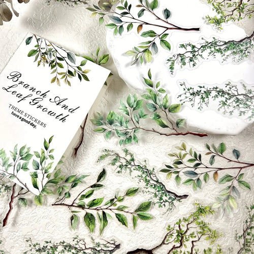 20 pcs Plant leaves PET Stickers Scrapbook Deco Sticker Label Diary