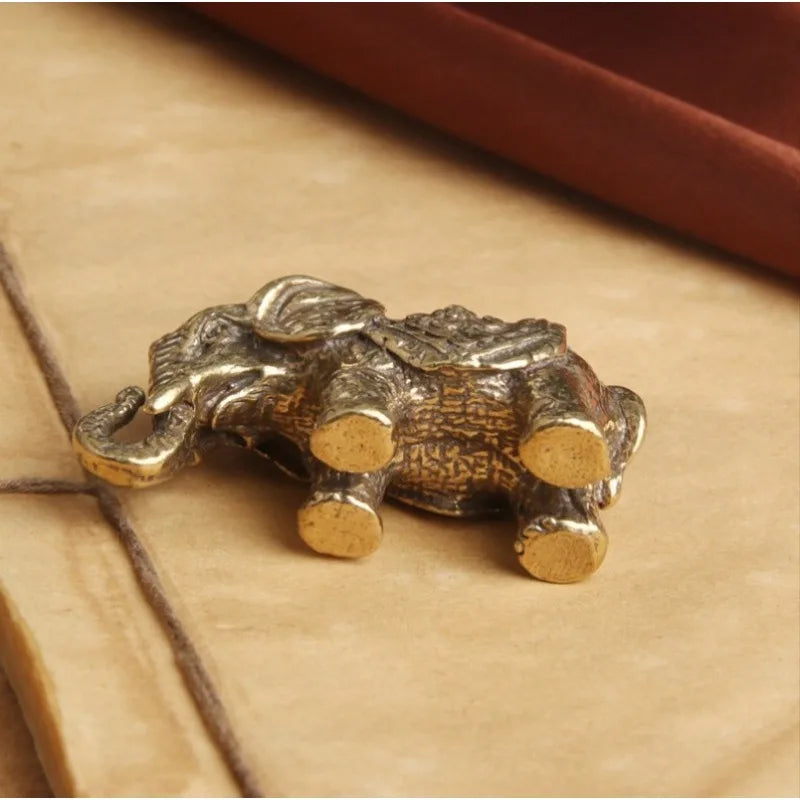 Antique Bronze Minature Elephant Figurines Tea Pet Table Ornament