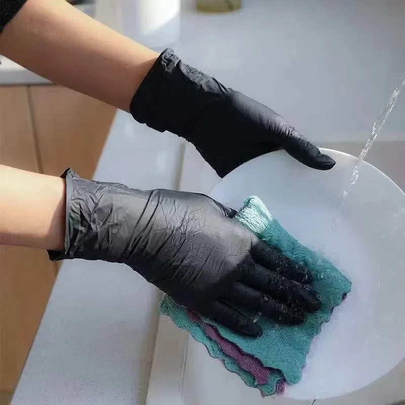Kitchen Gloves Disposable Nitrile Latex Gloves Black Washing Tableware