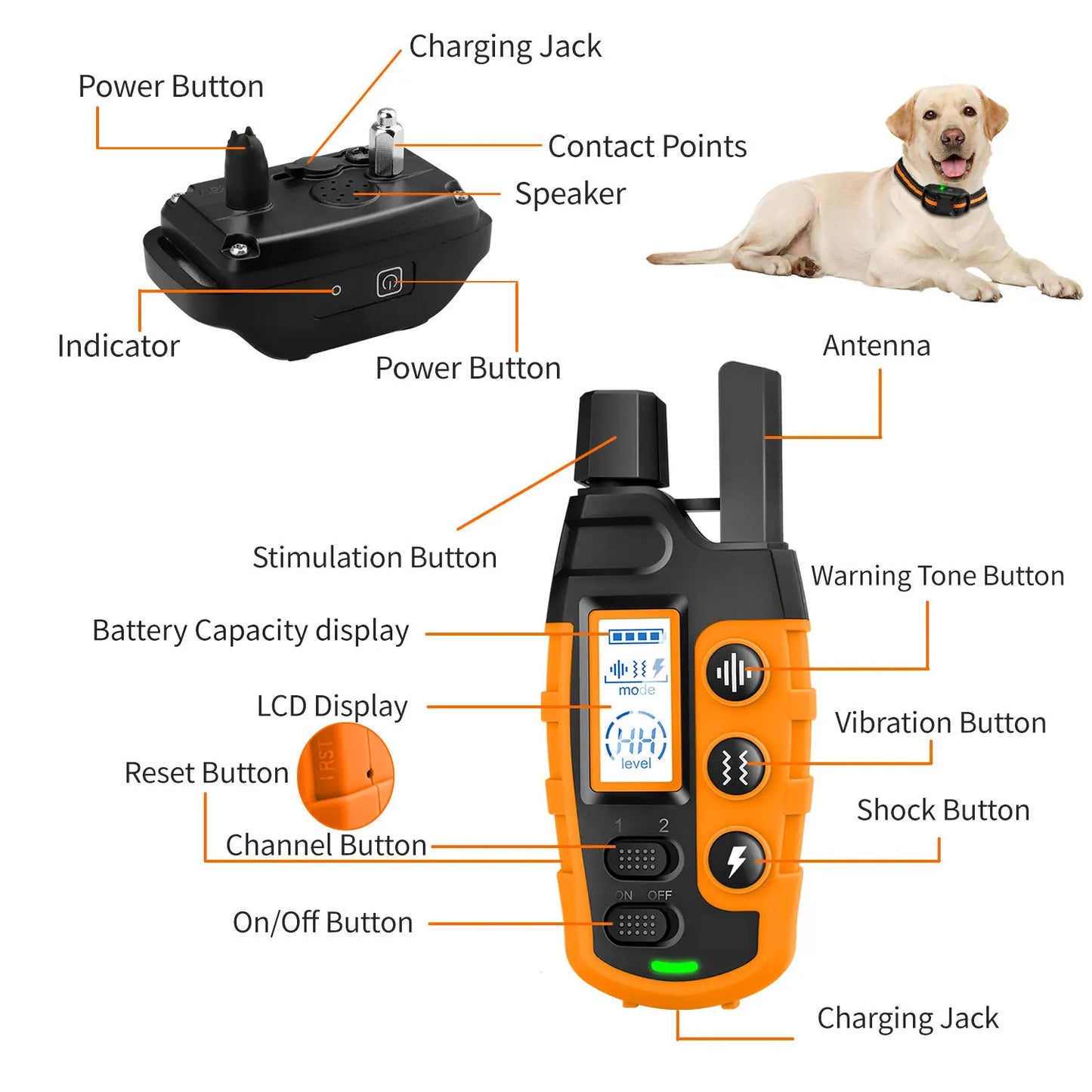 3300Ft Dog Training Collar with Remote Rechargeable Waterproof E