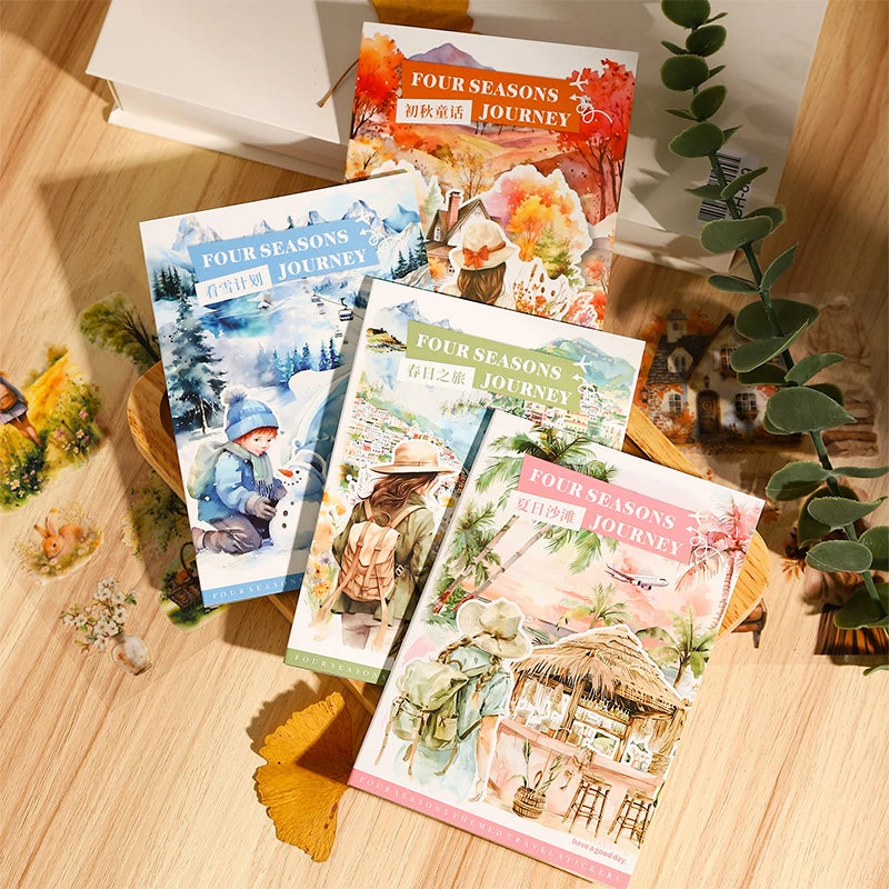 20 Sheets PET Die cut Stickers book Four Seasons Scenery Decorative