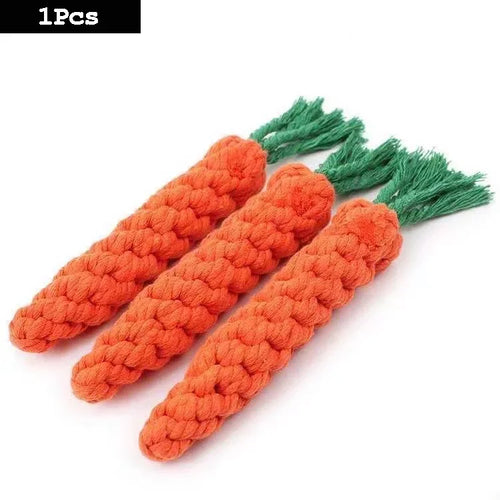 1pc Dog Toy Carrot Knot Rope Ball Cotton Rope Dumbbell Puppy Cleaning