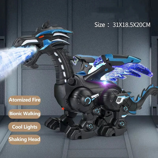 Simulation Fire Mechanical Dinoasur Water Spray Cool Light Electric