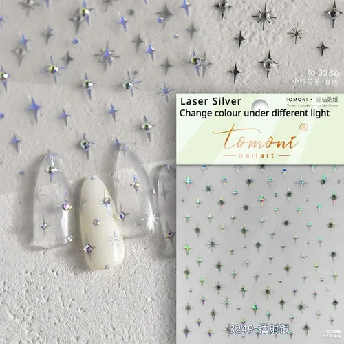 1pcs 5D Relief Kawaii Colorful Star Nail Art Stickers Multi Macaron