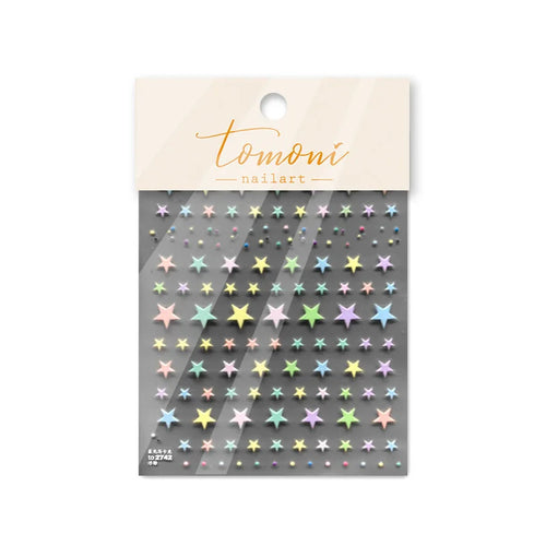 1pcs 5D Relief Kawaii Colorful Star Nail Art Stickers Multi Macaron