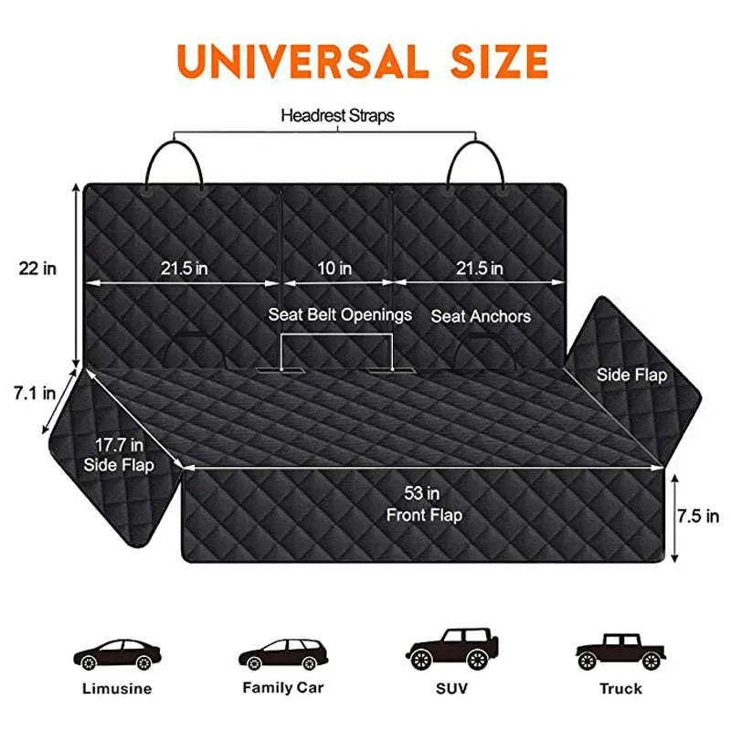 Car Dog Seat Cover for Back Seat Waterproof Auto Rear Pet Seat
