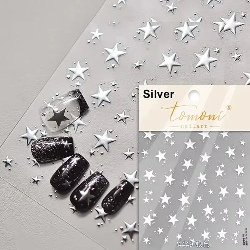 1pcs 5D Relief Kawaii Colorful Star Nail Art Stickers Multi Macaron