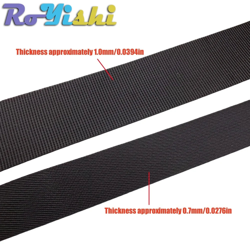 5 Yards 10-50mm Black Nylon Webbing Tape Backpack Strap Pet Collar