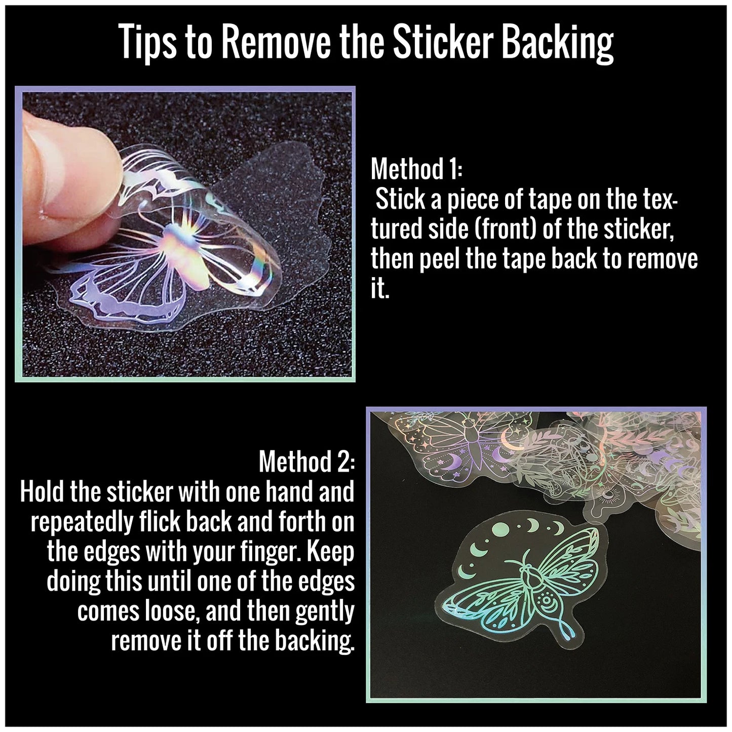 40pcs Holographic Glitter Stickers PET Transparent Shiny Waterproof