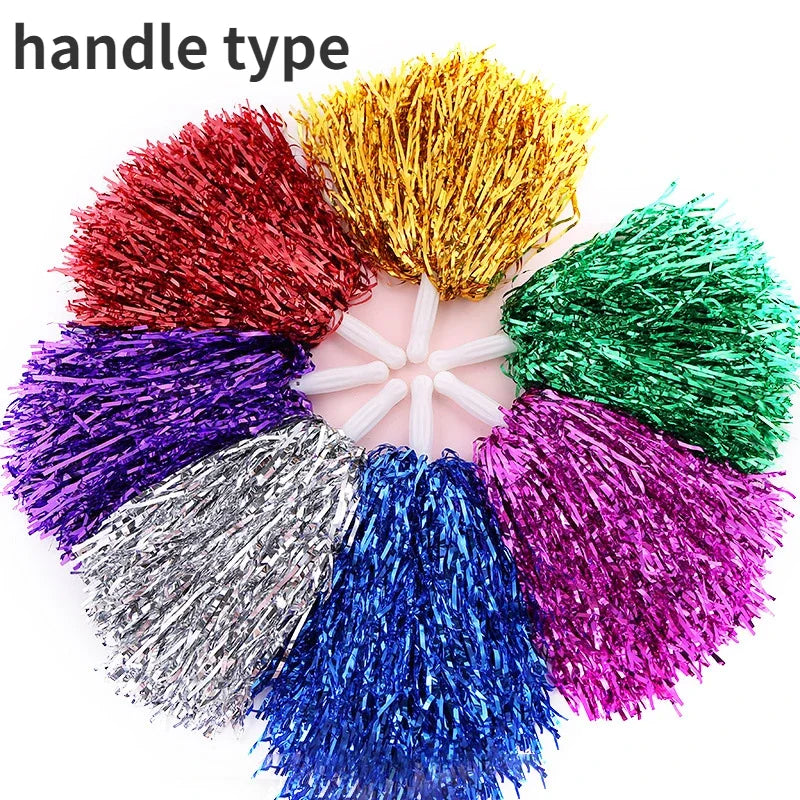 Cheerleading Pom Poms with Handle Cheer Balls Gold Yellow Pink Red