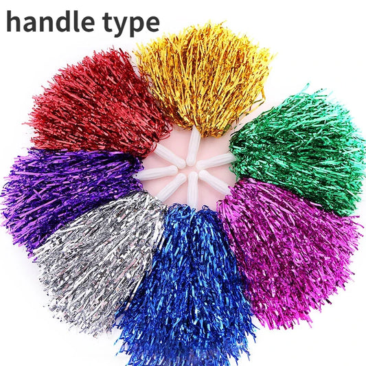 Cheerleading Pom Poms with Handle Cheer Balls Gold Yellow Pink Red