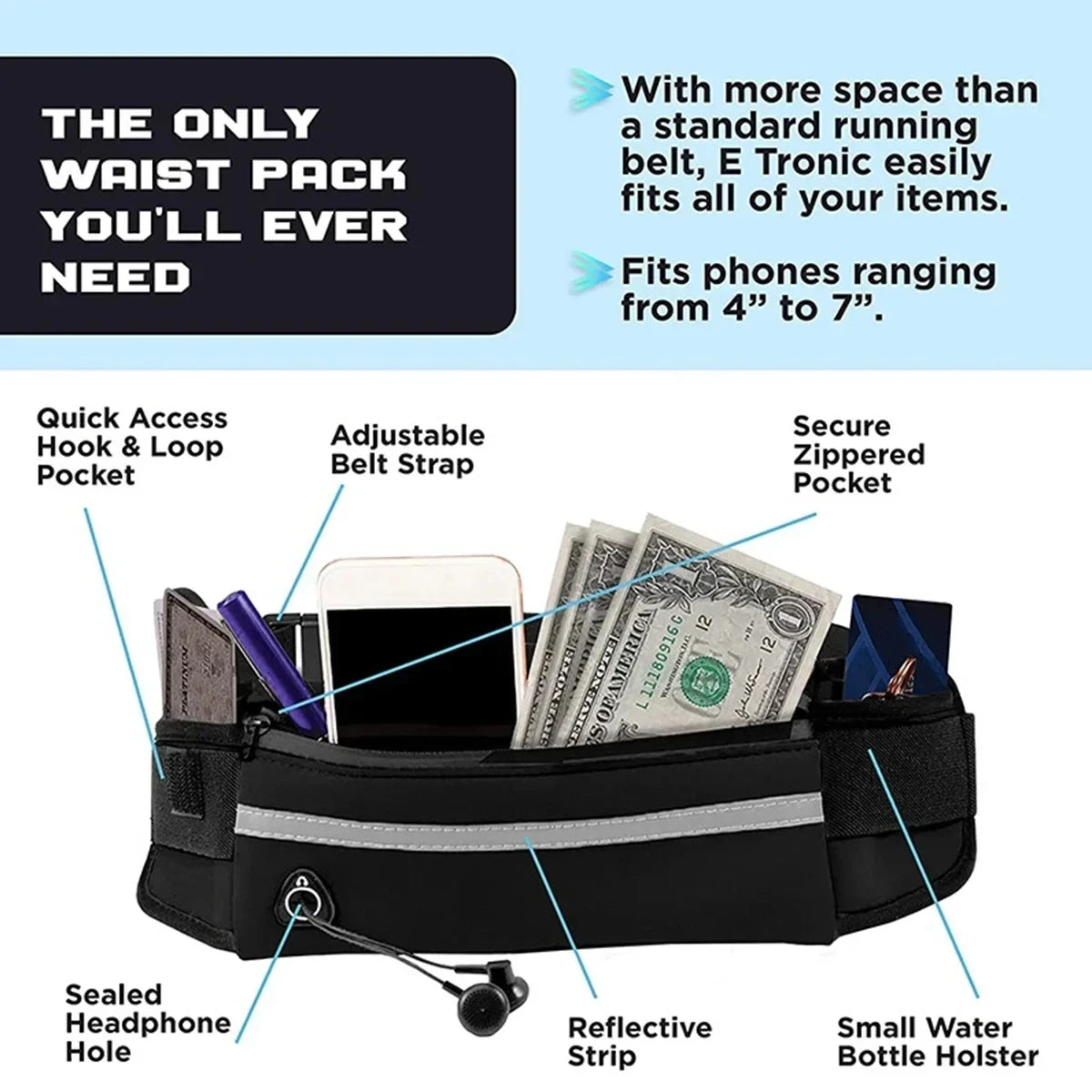 Dog Running Waist Leash Nylon Pet Leash with Waist Bag Retractable