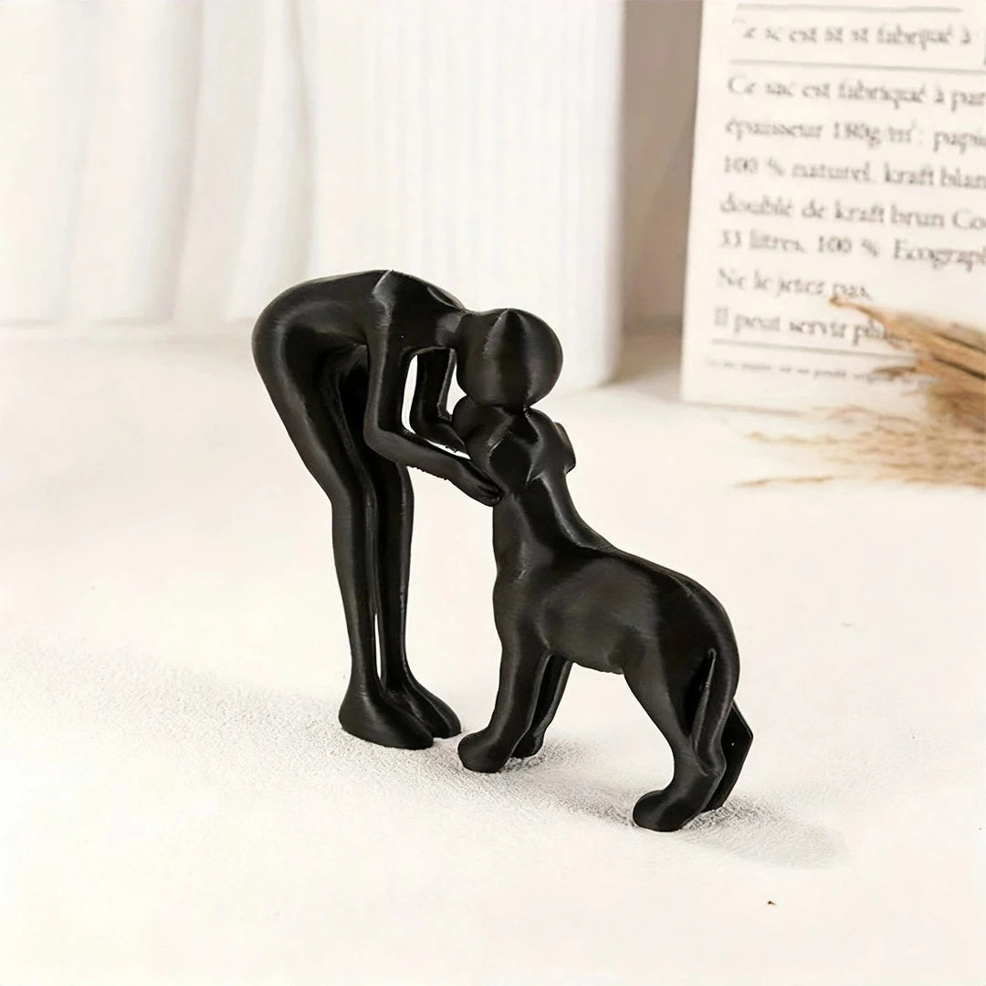 Abstract art companionship! Interactive human and pet figurines for