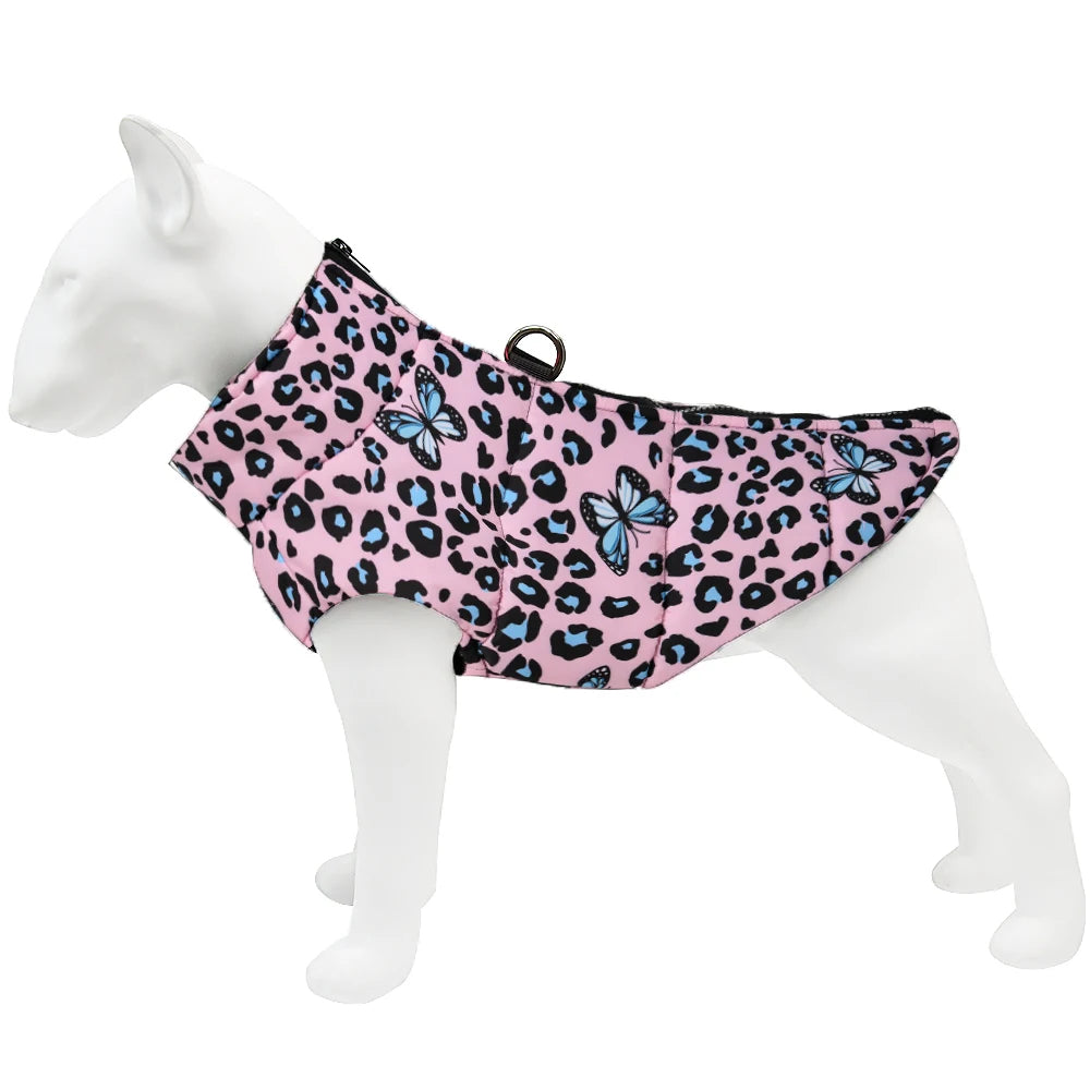Dog Jacket Winter Warm Clothes For Small Medium Dogs Cats Leopard