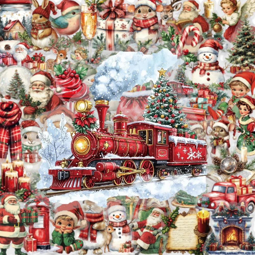 50PCS Celebrating Christmas Cartoon Art PET Stickers Creative