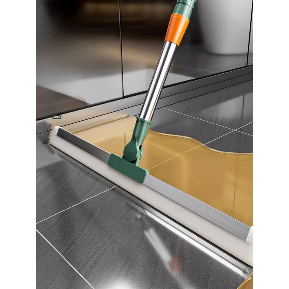 Silicone Scraper Broom with Squeegee for Floor, Glass & Bathroom