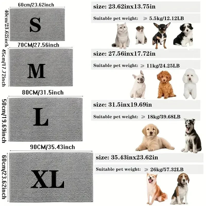 Dog Doormats for Muddy Paws Absorbent Non-slip Washable Mat Anti-slip