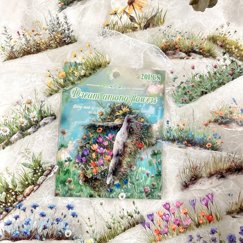20 Pcs Plants Flowers Clusters Stickers Landscape Deco Materials DIY