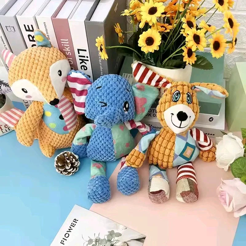 New elephant toy patchwork rabbit fox toy dog toy sound pet plush chew