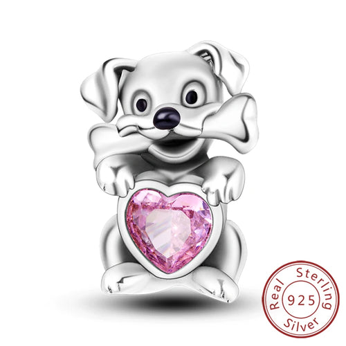 New 925 Sterling Silver Charm Beads Dog Cat Pets Pendant Fit Original