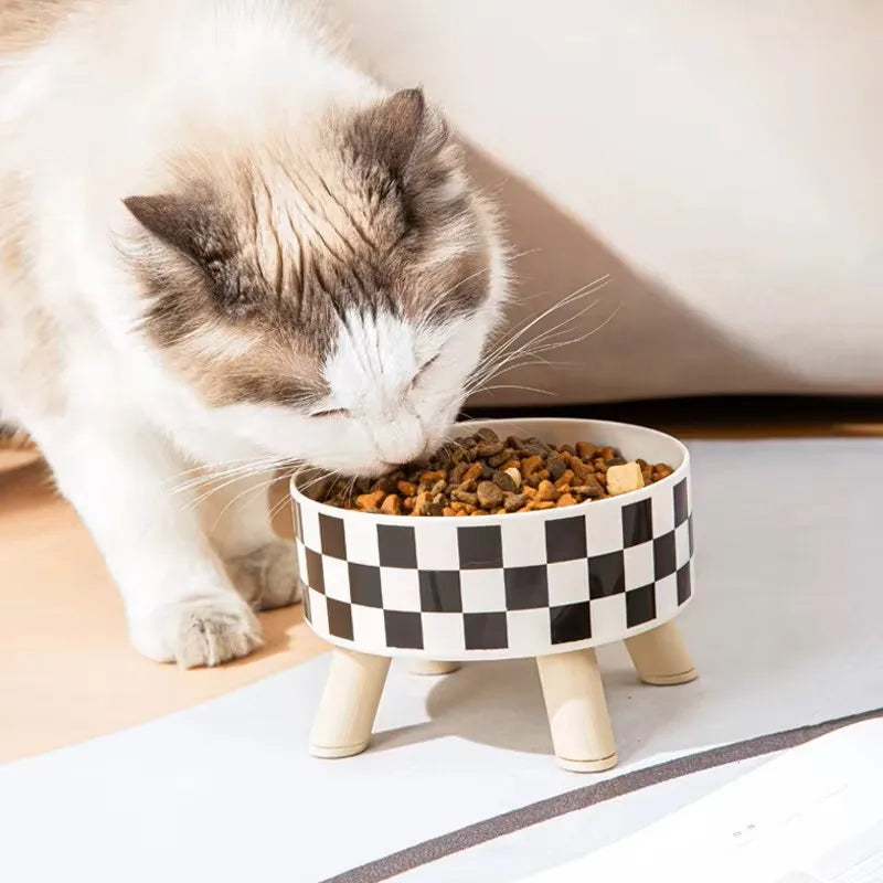 Stainless steel dog bowl anti knock pet bowl cat bowl high foot neck