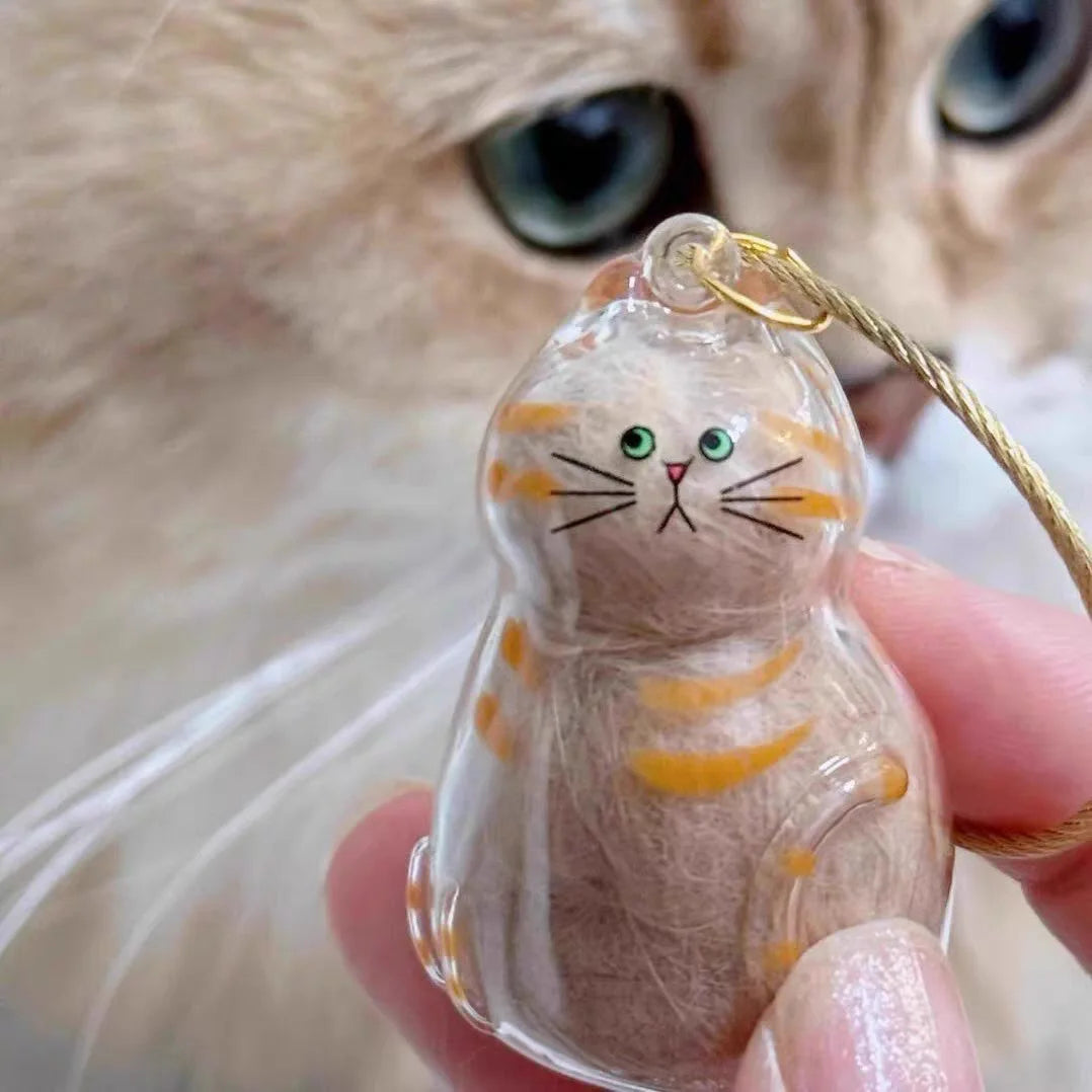 Cat Fur Memorial Charm Resin Keepsake Capsule for Pet Hair Portable