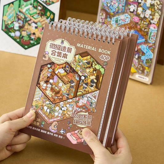 40Pcs 20in1 3D Landscape Stickers Collection Book Album Cartoon Scene