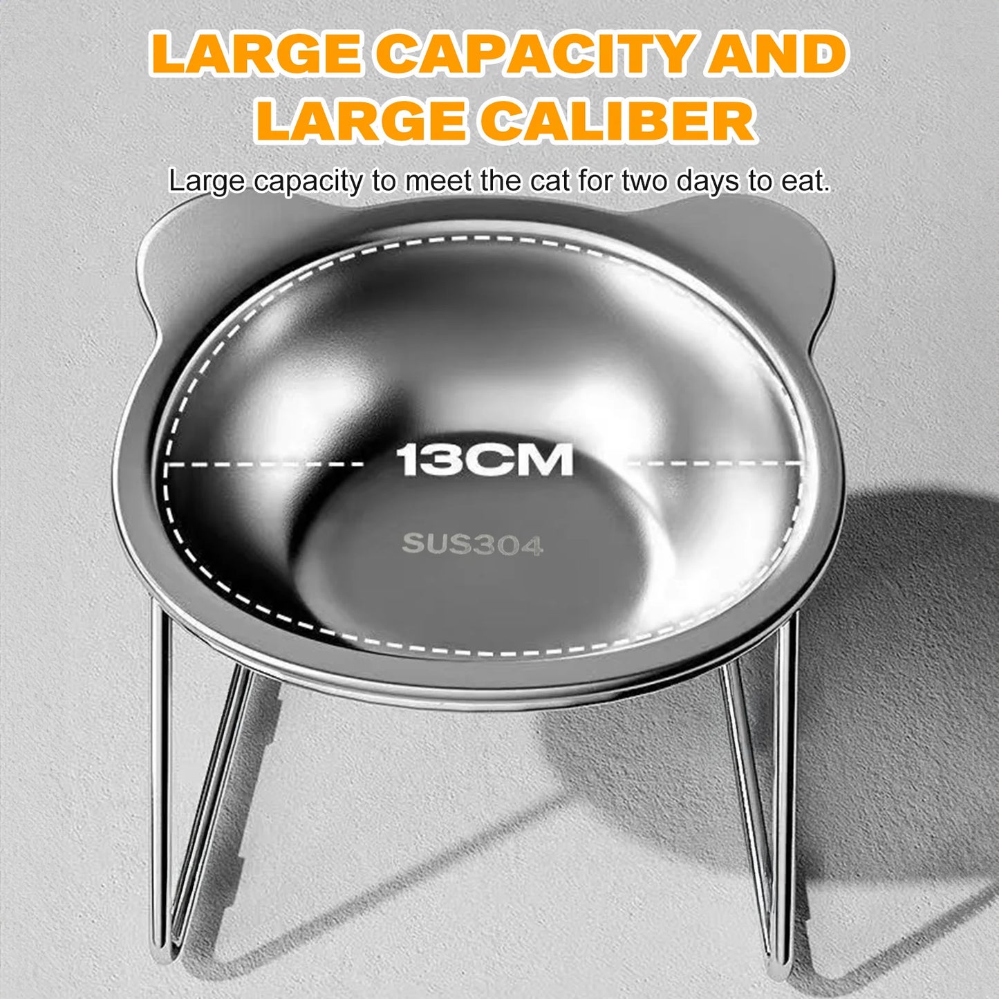 Stainless Steel Pet Bowl Slanted Anti Cervical Spondylosis for Cats