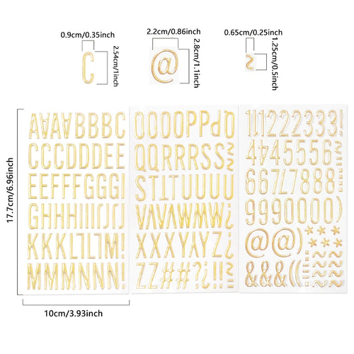 3 Sheets 3D Gold Puffy Letter Number Stickers Letters Stickers Self