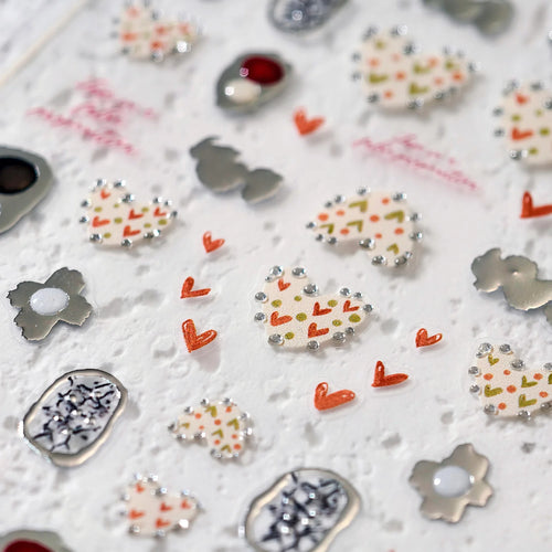 1 pc 5D Chinese style camellia nail sticker Vernal Equinox peach
