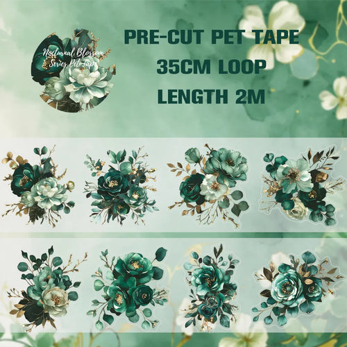 50mm*2m Vintage Floral Tape Self-Adhesive Scrapbooking PET Material