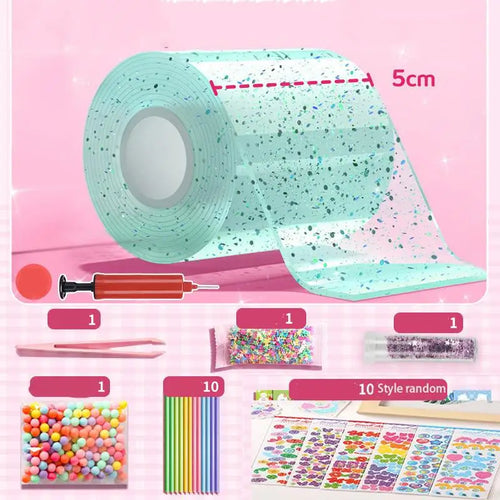 PET Nano Glue Knead Music Double Sided Tape Blow Bubbles Full Set Of
