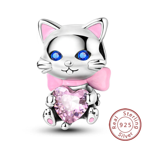 New 925 Sterling Silver Charm Beads Dog Cat Pets Pendant Fit Original