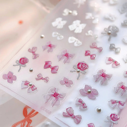 1 pc 5D Chinese style camellia nail sticker Vernal Equinox peach