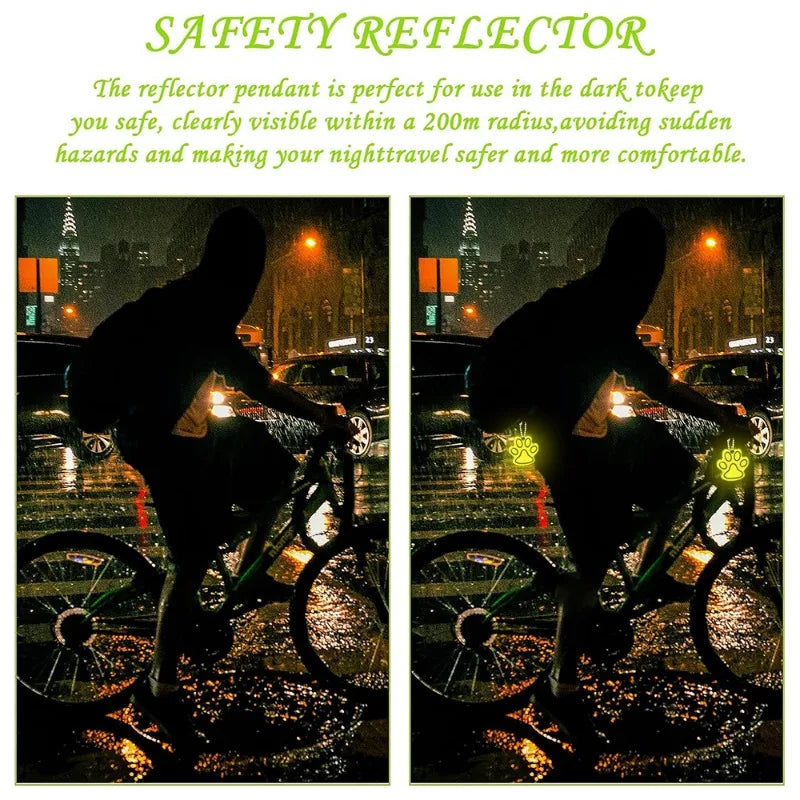 10PCS Cute Cat Paw Reflective Keychain Night Safety Kids Pet