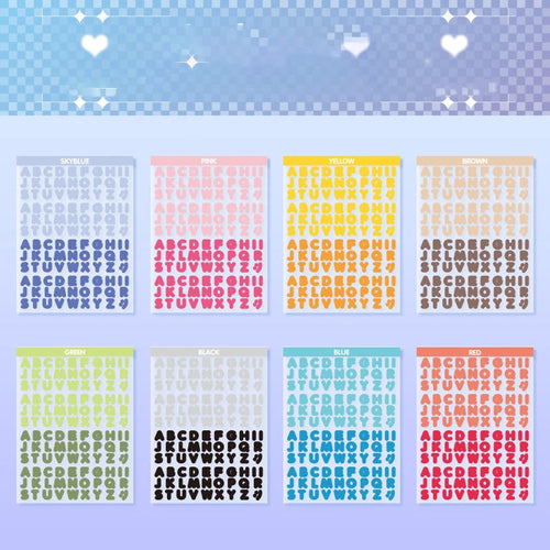 2Style 8Pcs/pack vibrant letters waterproof PET cut film handbook