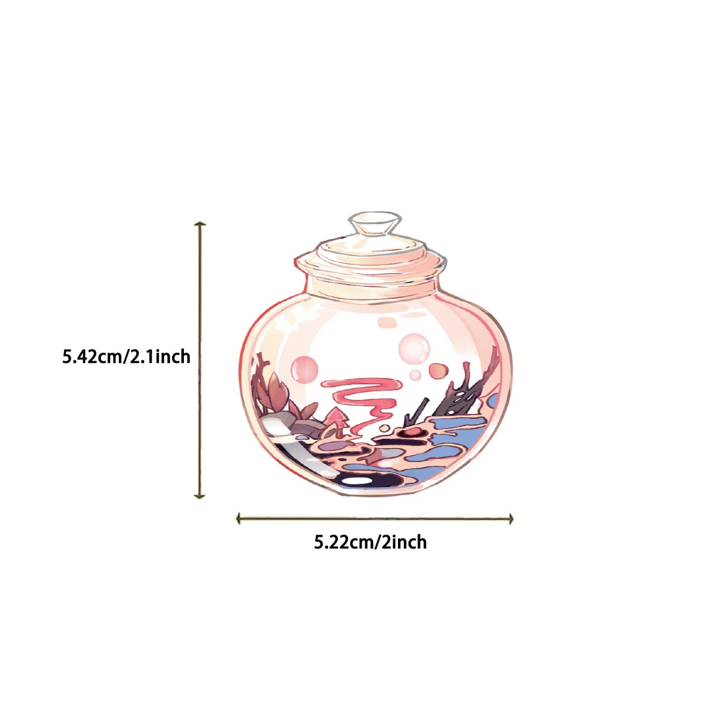 50pcs Cartoon Transparent Item Stickers Cute Transparent Water Cup