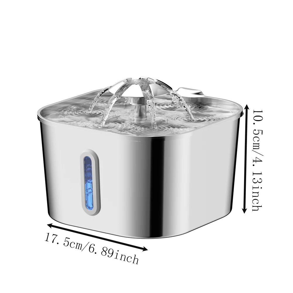 2.2L/74OZ Automatic Cat Fountain Stainless Steel Pet Water Dispenser