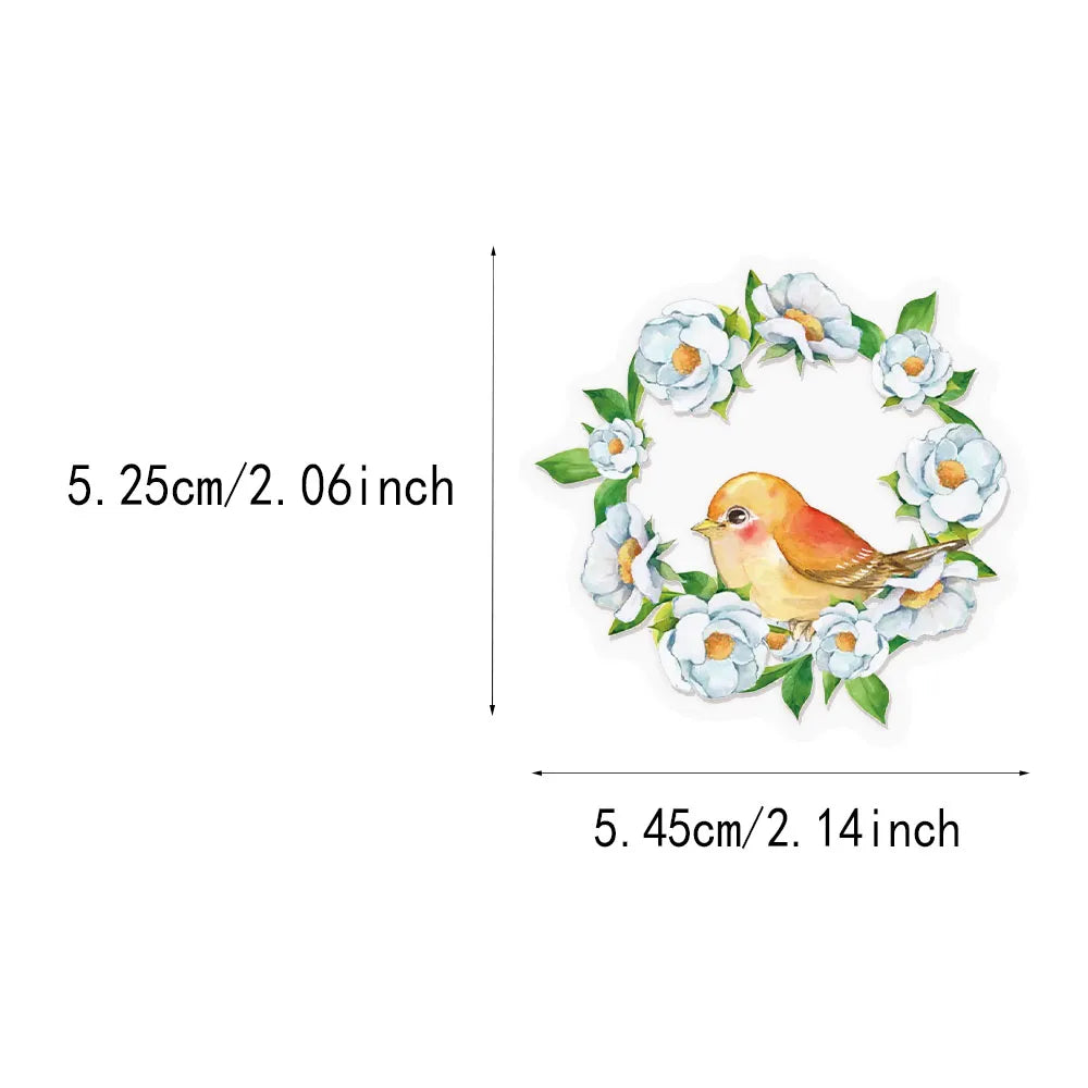 50PCS Water Splash Watercolor Bird Sticker Pack Waterproof Transparent