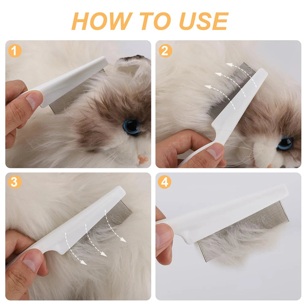 1Pcs Pet Flea Comb Cat/Dog Beauty Comb Stainless Steel Portable Pet